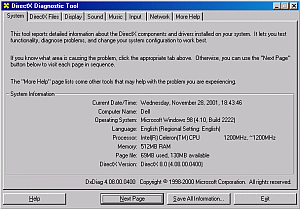 System info from DirectX Diagnostic Tool